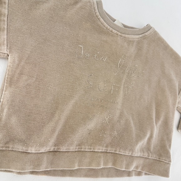 Zara Baby Girl Beige Sweatshirt Join Life Soft 12-18 Months‎ Cotton Blend - Picture 5 of 8